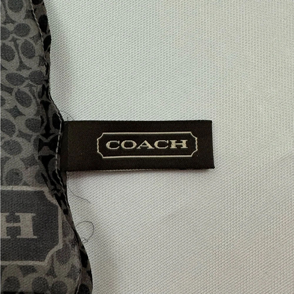 Coach square silk black and white bandana scarf